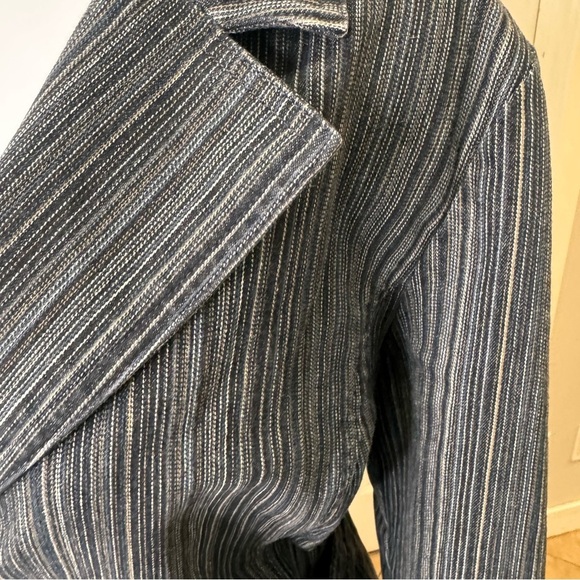 Vintage French Dressing Blue Pinstripe Cotton Suit Size 16 Casual - Picture 4 of 13